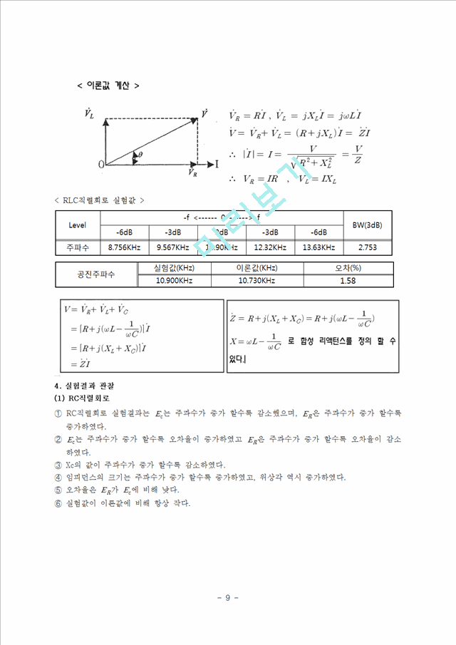 [자연과학][실험보고서] RLC회로 실험.hwp